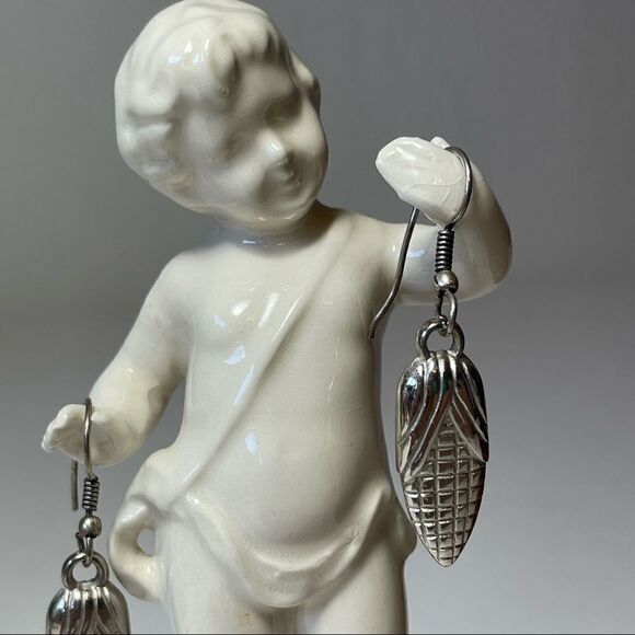 Silver corn earrings  - Picture 3 of 3
